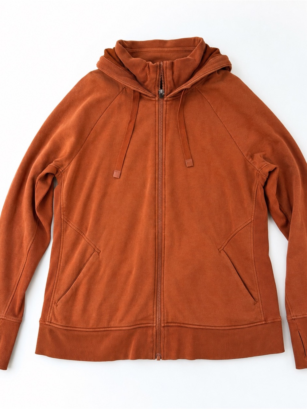 Athleta Triumph Hoodie XL Rust Orange Full Zip Thumbhole - Picture 2 of 8